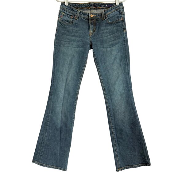 Seven7 Premium Women Bootcut Low Rise Embellished Stretch Blue Denim Jeans Sz 27 - Picture 1 of 11